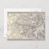 1879 Boston Map Briefkaart (Voorkant / Achterkant)