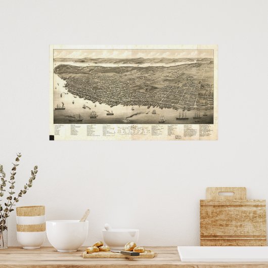 1879 Halifax, Nova Scotia Bird's Eye Panoramic Map Poster (Keuken)