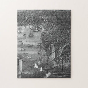 1879 het vintage Raadsel van de Kaart van Brooklyn Legpuzzel