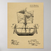 1879 Tekening van vliegtuigpatenten aan boord van Poster (Voorkant)