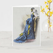 1880 Carte de voeux de robe de soirée victorienne  (Fleur jaune)