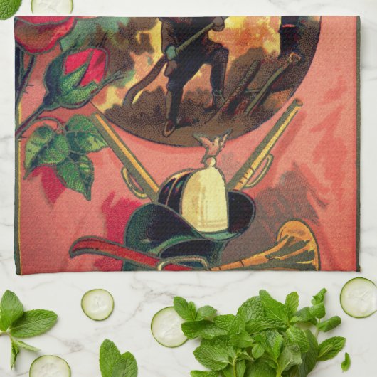 1880 Pompier pompier serviette Art (Plié)