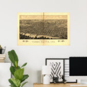 1880 Terre Haute, IN Birds Eye Uitzicht Panoramic Poster (Thuiskantoor)