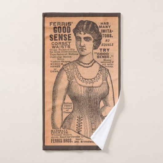 1880s Ferris Common Sense Corsets en print Bad Handdoek (Handdoek)