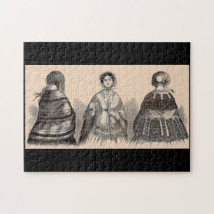 1880s Victoriaans schaduwen mode afdrukken Legpuzzel