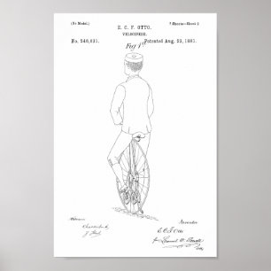 1881  fiets Velocipede-patentafdrukken Poster