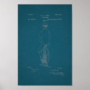 1881  fiets Velocipede-patentafdrukken Poster