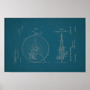 1881  fiets Velocipede-patentafdrukken Poster