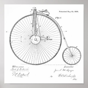 1881  High Wheeler Bicycle Patent Art Print