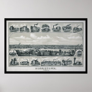 1881 Luchtkaart Norristown PA Pennsylvania Poster