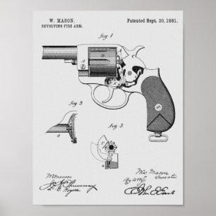 1881 Pistool Revolver Patent Art Drawing Print