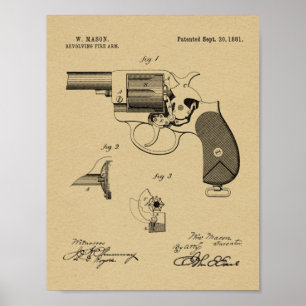 1881 Pistool Revolver Patent Art Drawing Print