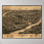 1881 Sherbrooke, Quebec Bird's Eye Panoramic Map Poster (Voorkant)