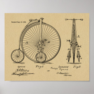 1882 High Wheeler Bicycle Patent Art Print