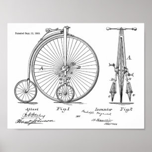 1882  High Wheeler Bicycle Patent Art Print