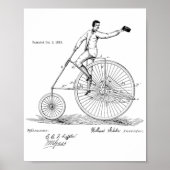 1883 High Wheeler Bicycle Patent Art Print (Voorkant)