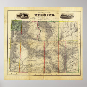 1883 Holt's New Map of Wyoming door Frank Bond Poster