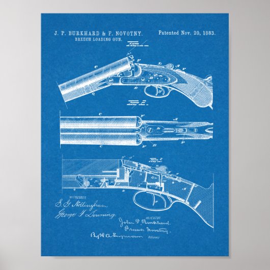 1883 Tekening van geweerpatronen Poster (Voorkant)