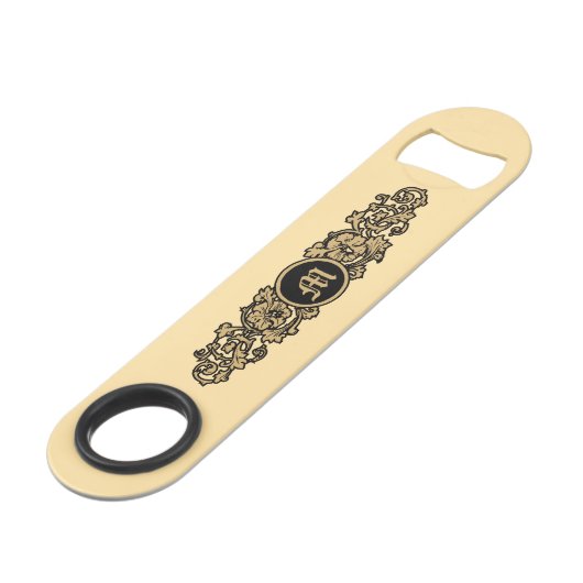 1884 Cartouche Ornament Monogram Sjabloon Speed Flessenopener (Achterkant Gekanteld)