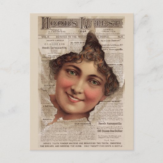 1884 Hood Tooth Powder-handelskaart Briefkaart (Voorkant)