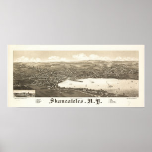 1884 Skaneateles, NY Birds Eye Uitzicht Panoramic  Poster