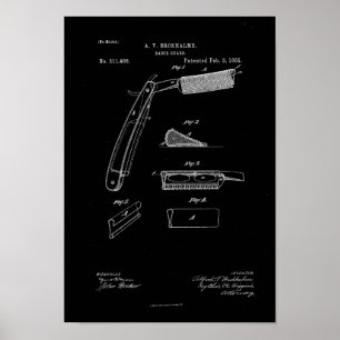 1885 Barber Razor Guard Antiek Patent Artwork Poster