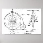 1885 High Wheeler Bicycle Design Patent Art Print (Voorkant)