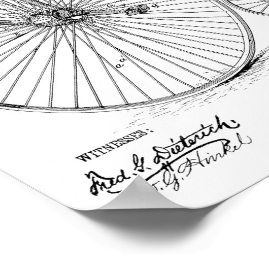 1885  High Wheeler Bicycle Patent Art Print (Hoek)