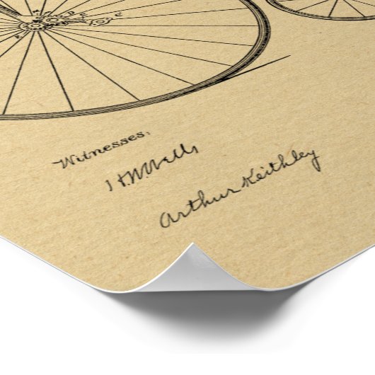 1885 High Wheeler Bicycle Patent Art Print (Hoek)