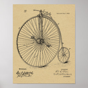 1885  High Wheeler Bicycle Patent Art Print