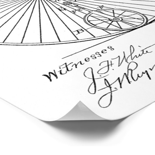 1885  High Wheeler Bicycle Patent Art Print (Hoek)