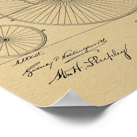 1885 High Wheeler Bicycle Patent Art Print (Hoek)