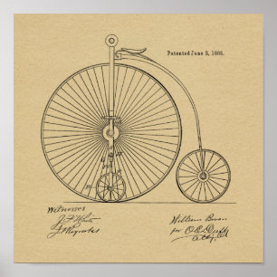 1885  High Wheeler Bicycle Patent Art Print