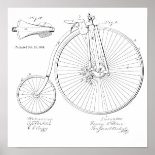 1885  High Wheeler Bicycle Patent Art Print