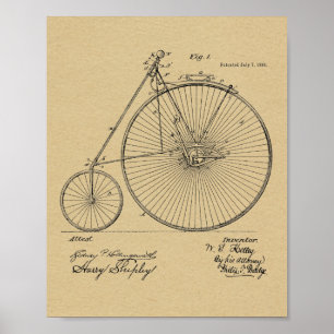 1885  High Wheeler Bicycle Patent Art Print