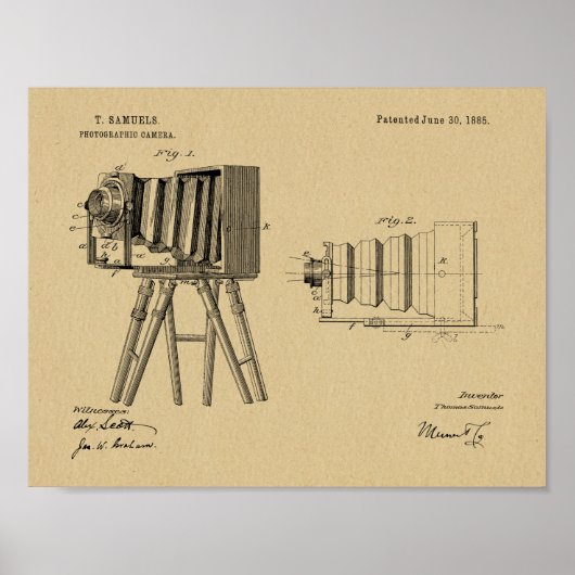 1885 Kunsttekentekening camera Patent Poster (Voorkant)