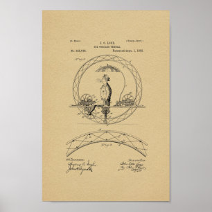 1885  one Wheeled Bike Patent Print