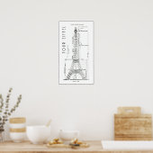 1886 EIFFEL TOWER ENGINEERS PLAN POSTER (Keuken)