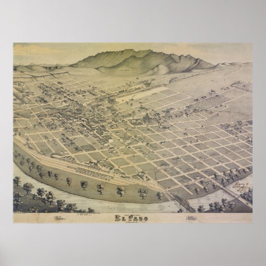 1886 Old El Paso City Map Poster (Voorkant)