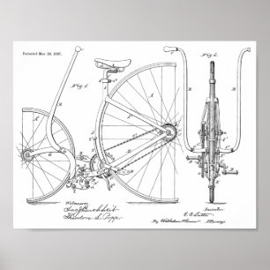 1887 brochure over fietspatroon — Kunstafdrukken Poster