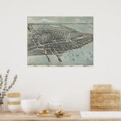 1887 Corpus Christi TX BirdsEye Uitzicht Panorama Poster (Keuken)