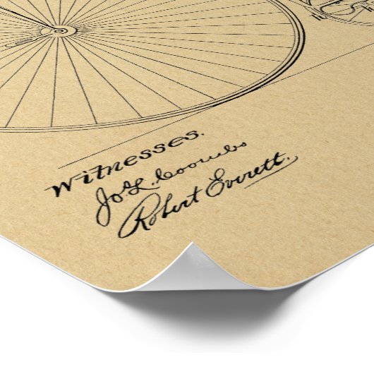 1887 High Wheeler Bicycle Patent Art Print (Hoek)