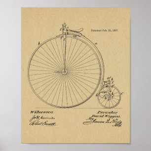 1887  High Wheeler Bicycle Patent Art Print