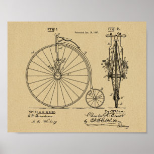 1887  High Wheeler Bicycle Patent Art Print