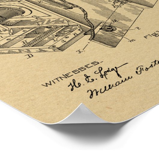 1887 Impression de dessin d'art breveté de caméra (Coin)