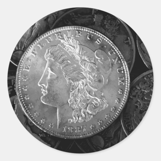 1887 Liberty Silver Dollar Ronde Sticker (Voorkant)