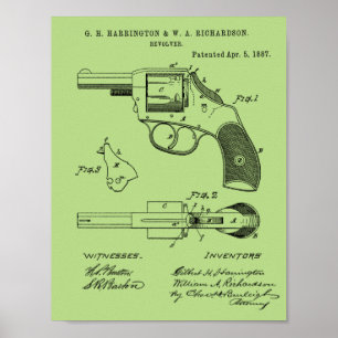 1887 Pistool Revolver Patent Art Drawing Print