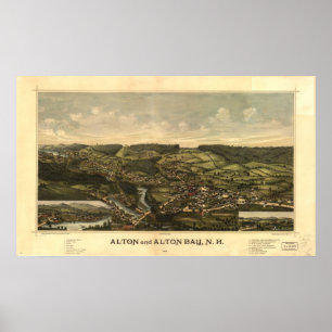 1888 Alton & Alton Bay, NH Birds Eye Panoramic Map Poster