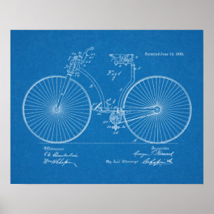 1888  blauwdruk voor fietspatronen afdrukken poster