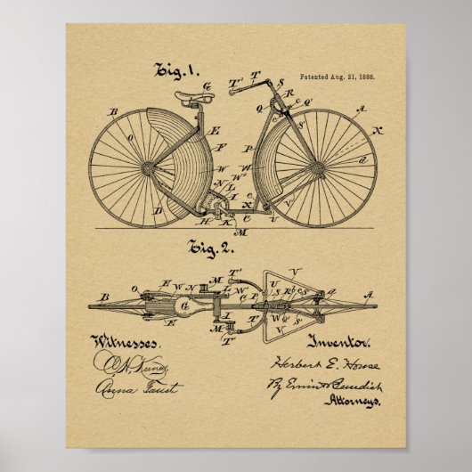 1888  brochure over fietspatroon — Kunstafdrukken Poster (Voorkant)